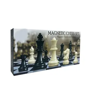 קיפול שחמט בינלאומי מגנטי בשחור-לבן לאחסון נוח של צעצועים אינטראקטיביים של לוח שחמט