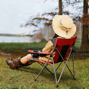 เก้าอี้ตั้งแคมป์โลหะน้ำหนักเบาพับได้เป็นมิตรกับสิ่งแวดล้อมพร้อมที่วางถ้วยและที่วางแขนสำหรับท่องเที่ยวตั้งแคมป์ชายหาดสำหรับการเดินป่า - Product Image 4