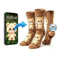Chaussettes personnalisées OEM avec impression intégrale 360°, chaussettes à motif photo personnalisé, chaussettes résistantes, respirantes et à séchage rapide