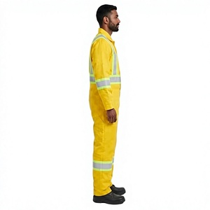 Combinaison de sécurité haute visibilité, vêtements de travail avec bandes réfléchissantes, jaune, tenue de travail de protection industrielle, manches longues, vêtements de chantier - Product Image 2