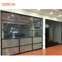 DERCHI NFRC Automatique Isolé Électrique Sectionnel Double Peau Portes De Garage En Verre En Aluminium En Acier Moussé Pour Villa