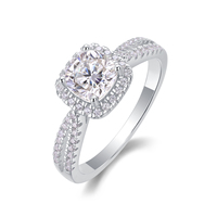 Anillo de Diamante Cultivado en Laboratorio Chapado en Oro Blanco de 18K, Plata 925, Color D, Corte Cojín, Halo, Joyería Fina, Regalo para Esposa