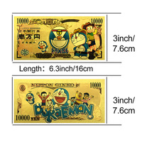 Juego de Billetes de Banco con Tema de Gato Robótico Azul Clásico, Recubiertos en Oro de 24K, PVC Impermeable, Colección de Recuerdos, Regalo Novedoso