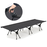 Vente en gros d'équipements de camping modernes pour l'extérieur, lit pliant ultraléger en alliage d'aluminium réglable en hauteur pour adultes