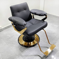Fauteuil de Barbier Moderne en Cuir PU avec Pompe Hydraulique, Massage, Pivotant à 360 Degrés, Siège Réglable, Repose-Pieds Unique, Usage Commercial