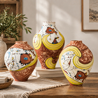 Vase à fleurs en céramique peint à la main Jossin, design abstrait, vase en céramique pour la décoration de la maison, accessoires d'intérieur pour le salon
