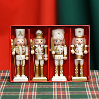 Ensemble de 13 cm de mini casse-noisettes blancs dorés, pendentifs de Noël pour arbre, soldat roi, ornement, boîte cadeau, vente en gros d'usine