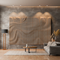 Panneaux muraux en bois paramétriques 3D sur mesure en gros, panneaux ondulés personnalisés pour mur TV, panneaux grand format pour la construction commerciale