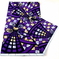 Tissu Organza Africain Véritable Biologique Tissé en Coton Ciré 6 Yards 100% Coton, Dentelle Batik pour Robes, Chemises Filles Garçons, Sacs Ignifuges
