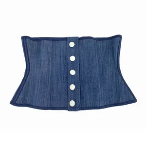 Nieuwe Denim Gordel Steelbone Corset Modieuze Knop Corset Body Shaper Taille Trainer Top Shapewear Plus Size Corset Voor Vrouwen