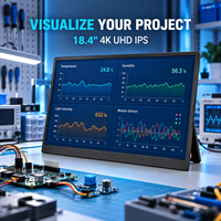 Écran portable 4K UHD IPS de 18,4 pouces pour tableau de bord de données DIY et moniteur de jeu