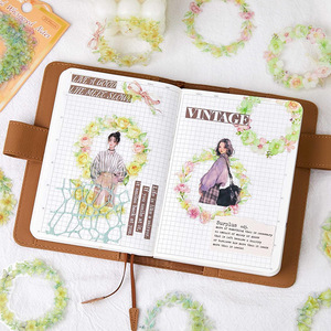 20 autocollants par paquet Série Notes Florales Bordures Florales Décorations et couches de base pour agenda DIY - Product Image 3