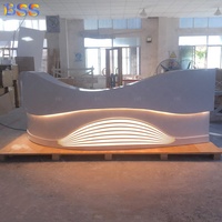 Comptoir de réception de salon de beauté, design contemporain, surface solide, noir et blanc, rond, pour soins de la peau