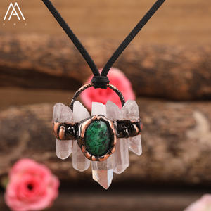 Богемный Классический Бронзовый кулон ожерелье «DIY» ювелирные изделия из натурального камня необработанный кварц Лабрадорит Друза свадьбы вечеринки - Product Image 6