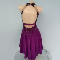 LIUHUO Robe de patinage artistique pour femmes Justaucorps à paillettes en maille sans manches Robes de danse dos nu pour le patinage artistique