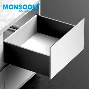 slim box metal drawer slides aluminium drawer system kitchen D type metal Box soft closing system gray kitchen drawer box