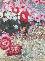 Haut de gamme piste dentelle florale paillettes broderie haute couture dentelle tissu
