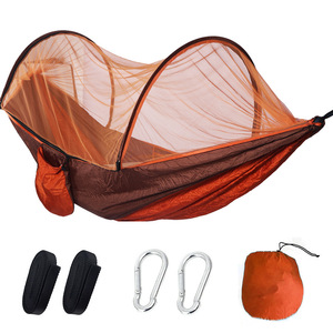 <span class=keywords><strong>Hamac</strong></span> portable <span class=keywords><strong>en</strong></span> polyester haute résistance avec moustiquaire pour le camping, la randonnée, la pêche et les moments <span class=keywords><strong>de</strong></span> détente <span class=keywords><strong>en</strong></span> extérieur - Product Image 1
