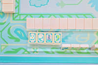 Nouvelles tuiles de mahjong américaines personnalisées en pêche - Design floral lumineux, oiseaux et dragons, style mignon et fantaisiste pour les joueurs de Mahjong