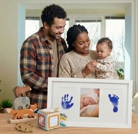 Kit de 3 empreintes de mains et de pieds de bébé sans encre, avec cartes de jalons de développement, un joli souvenir pour la fête prénatale