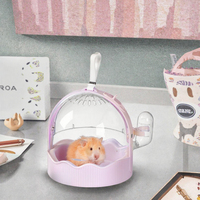 Cage de transport portable pour petits animaux, légère et transparente en plastique, pour hamster, gerbille, avec accessoires, écologique