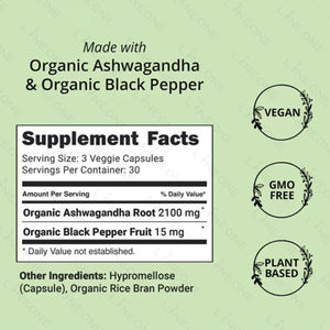 Compléments alimentaires à base de plantes Linnuo Ashwagandha et vitamine C en capsules (60 comprimés/flacon) - Qualité alimentaire - Product Image 3