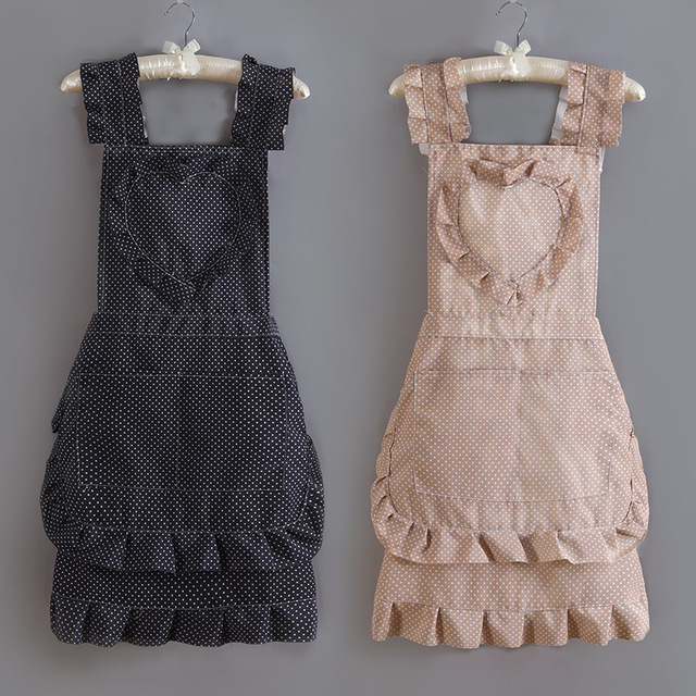 Lovely Retro Lady Aprons for Women Cake Kitchen Fashion Cute Korean Style Canvas Cooking Apron Chic with Pockets for Gift