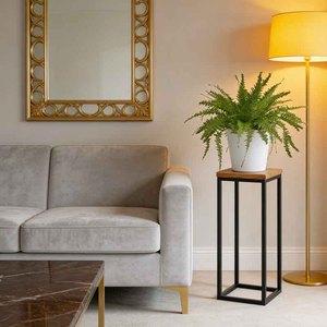 Soporte Moderno para <span class=keywords><strong>Plantas</strong></span> Altas, Estante Cuadrado de Metal y Madera para Macetas, para Interiores y Exteriores, para Sala de Estar, Balcón, Jardín, Mueble de Exhibición para el Hogar - Product Image 2