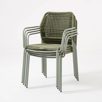 Chaise de jardin moderne pour l'extérieur, chaise en aluminium imperméable en rotin tressé vert pour l'extérieur, patio