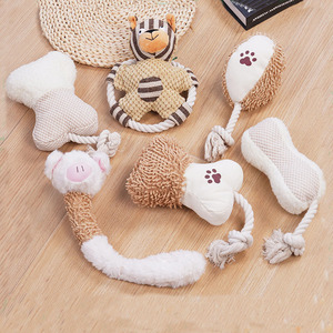 Produk hewan peliharaan kartun modis tahan lama mainan anjing suara mewah pembersih tumbuh gigi mainan tali katun terapi dikemas dalam tas - Product Image 5