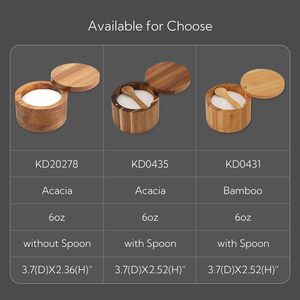 Vente en gros de salières en bois de bambou écologiques, logo personnalisé, réutilisables, boîte en bois avec couvercle pour la cuisine - Product Image 3