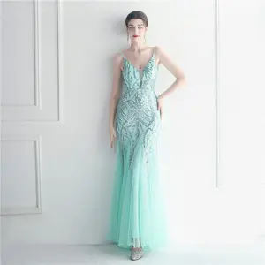 19865 # Sequin Mesh Sexy Halter Star Net Red <span class=keywords><strong>Gala</strong></span> Evento <span class=keywords><strong>Vestido</strong></span> <span class=keywords><strong>de</strong></span> <span class=keywords><strong>noche</strong></span> largo - Product Image 1