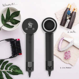 2-en-1 Sèche-cheveux 3D Désinfecte la chaleur Adoucit les tissus Cheveux secs Vêtements Portable Design 1400W 4 Contrôle de la température 3 Vitesses - Product Image 6