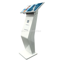 Kiosque en libre-service de 21,5 pouces, machine de gestion de file d'attente pour banque, école, restaurant, menu, hôtel, avec imprimante thermique et scanner de code QR