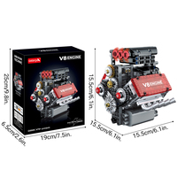 Bloques de Construcción Mecánicos de Motor V8, Modelo de Motor de Coche Multicilíndrico, Juguete de Ensamblaje Listo para Usar, de Plástico, Unisex