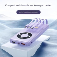 Câble intégré LCD CE ROHS PD22W téléphone portable charge rapide sans fil Portable 10000mah 20000mah Powerbank banques d'alimentation