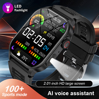 Montres intelligentes LIGE BWKM02 CE ROHS avec lampe torche LED, suivi d'activité, moniteur de fréquence cardiaque, montre connectée sport pour Android et iPhone, possibilité de répondre aux appels