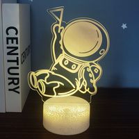 Creative 3D Kids Night Light Flag-Raising Astronaut Rechargeable LED Desktop Home Decor pour chambre à coucher