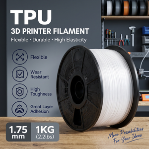 Filament d'impression 3D transparent en TPU 1,75 mm, filament d'impression FDM, flexible, durable, haute élasticité pour le prototypage - Product Image 1