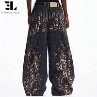 LARSUR Custom Factory 3D Full Dtg Dgt Print Leopard Baggy Jeans Trompe L'oeil Loeil Denim Graphic Digital Straight Denim Pants