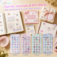 Pegatinas de Burbujas Epoxi con Purpurina en Forma de Corazón, Estrella y Redondas, Mini Calcomanías 3D con Dibujos Animados de Mascotas para Decorar Fundas de Teléfono, Diarios y Manualidades