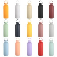 Botella de agua deportiva de acero inoxidable con forma de botella de cola de 500 ml, termo de doble pared con asa, taza térmica para bebidas, para gimnasio y viajes.
