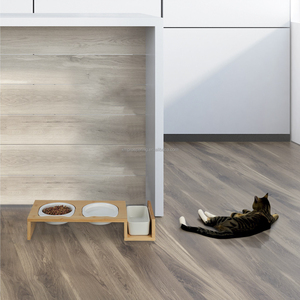 Bán buôn xách tay thép không gỉ & tre 2-in-1 vật nuôi bát đôi Dog & Cat Feeder với khung gỗ thường vụ cài đặt - Product Image 6