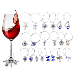 Wine Glass Charm Set Metal Reusable Decorative Charms For Wine Glasses With <b>Evil</b> <b>Eye</b> And Butterfly Designs - Product Image 1