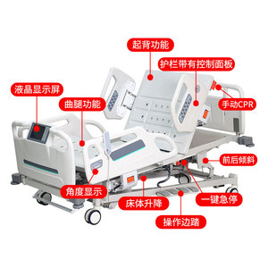 Lit d'hôpital électrique Bonja à cinq fonctions Hr D21 avec panneau de commande pour personnes âgées et patients - Product Image 1