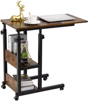 Table basse réglable en hauteur avec roues et support de rangement, adaptée aux chambres et aux salons