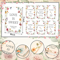 Ensemble de panneaux de table de mariage personnalisés en acrylique imprimés de fleurs sauvages, avec supports, pour livre d'or, cartes de repas, boissons, cadeaux et décoration de réception