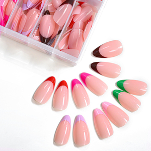 288 <span class=keywords><strong>Uñas</strong></span> Postizas Fluorescentes con Punta Francesa, <span class=keywords><strong>Color</strong></span> <span class=keywords><strong>Rosa</strong></span> Verde Neón, <span class=keywords><strong>Uñas</strong></span> Postizas Largas Tipo Stiletto, Reutilizables, Brillantes, Acrílicas - Product Image 5
