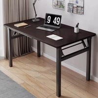 Bureau d'ordinateur pliable en fer de style banc, coins arrondis, assemblage requis - Table de bureau simple pour l'écriture, la formation et les expositions