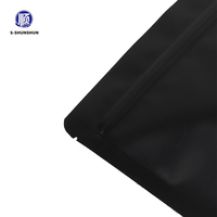 Prix direct usine, sac pochette stand-up en plastique noir mat, personnalisé, avec fenêtre transparente, refermable, anti-humidité et hermétique, pour sucre